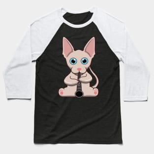 Sphynx Cat Playing The Clarinet Baseball T-Shirt